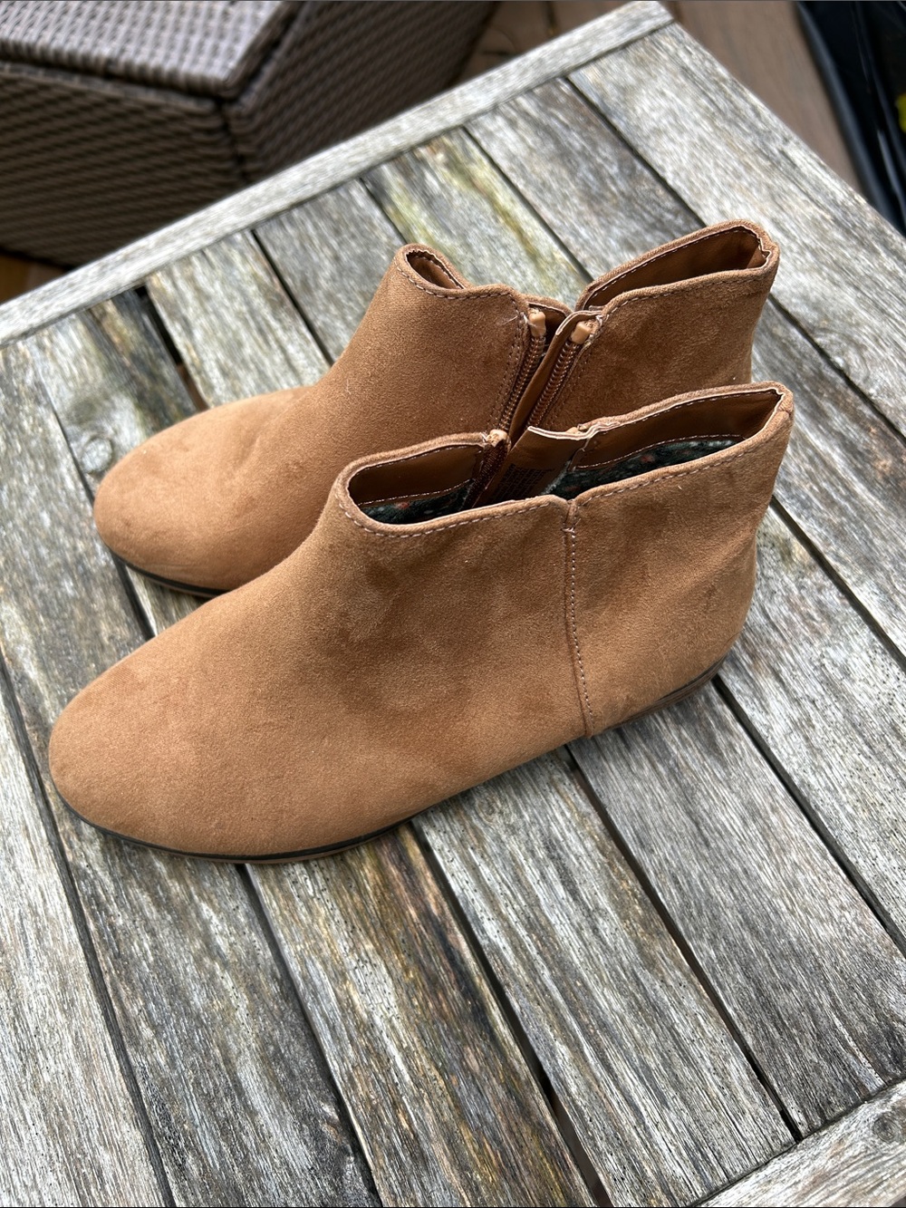 Cat & Jack Girls' Tan Suede-Look Ankle Boots